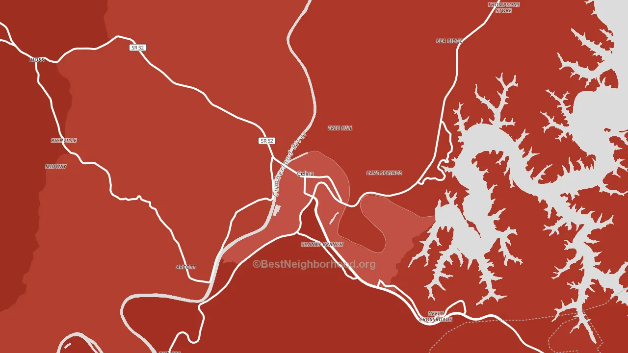 38551, TN block-group political-lean map