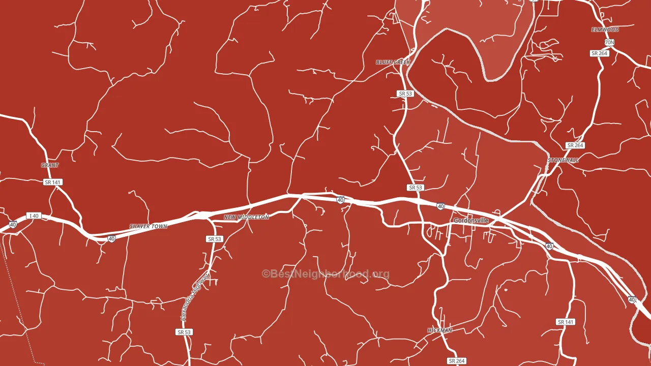 38563, TN block-group political-lean map