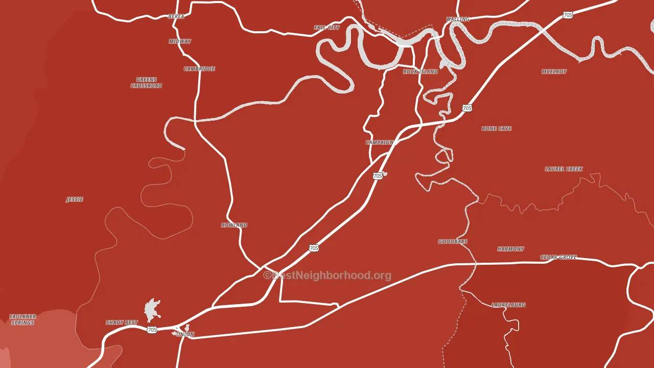 38581, TN block-group political-lean map