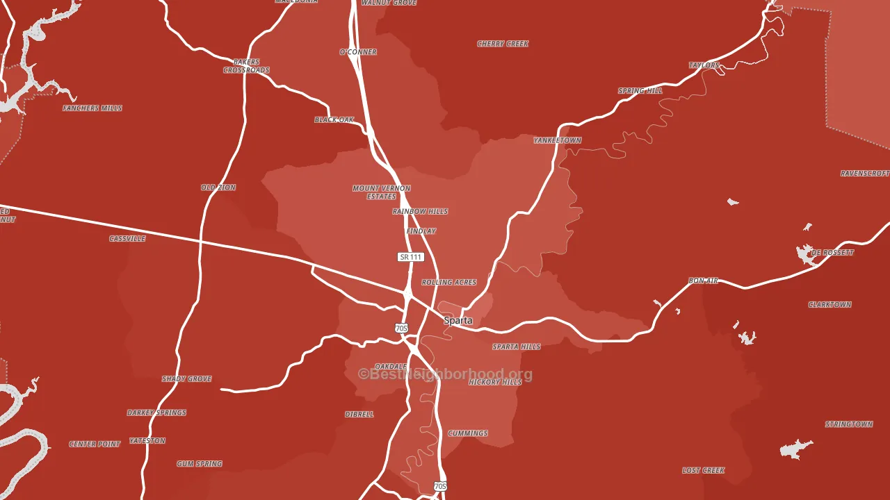 38583, TN block-group political-lean map