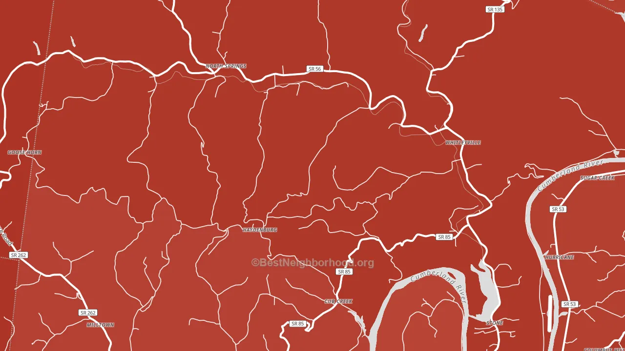 38588, TN block-group political-lean map