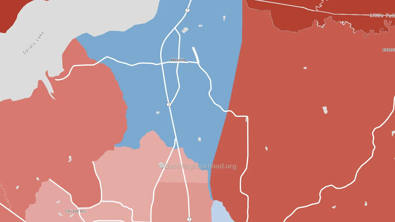 38601, MS block-group political-lean map
