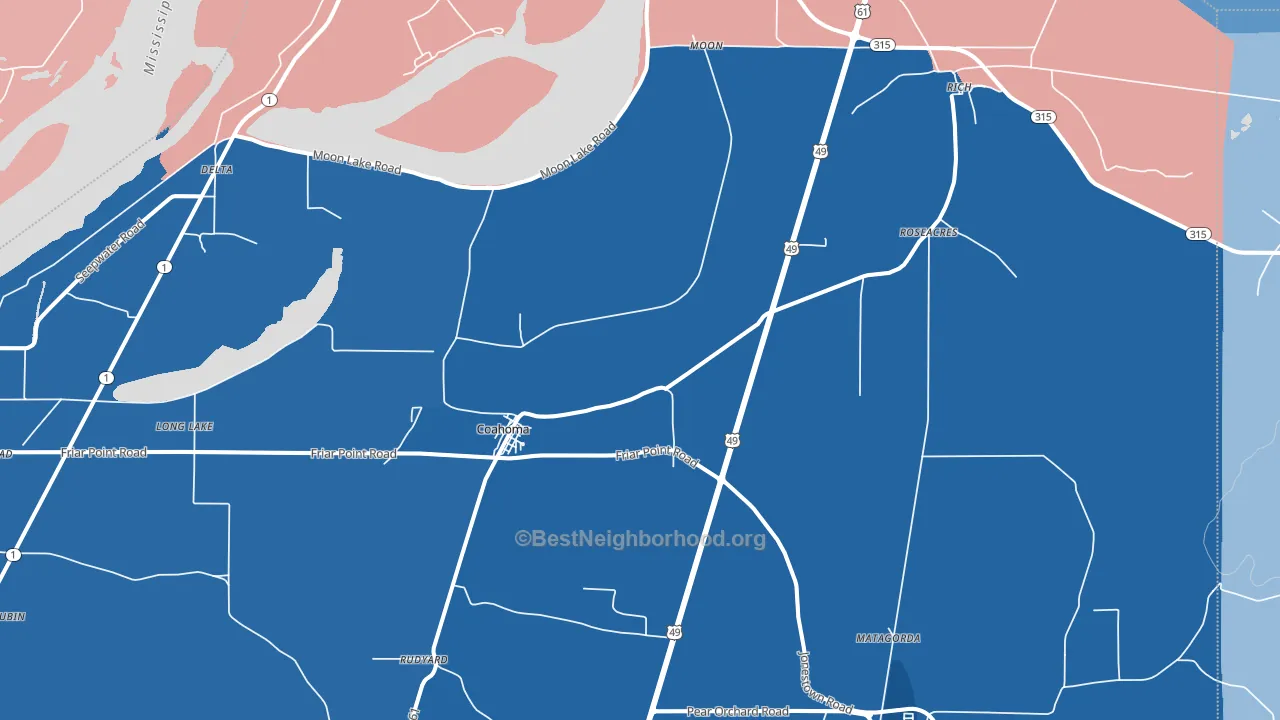 38617, MS block-group political-lean map