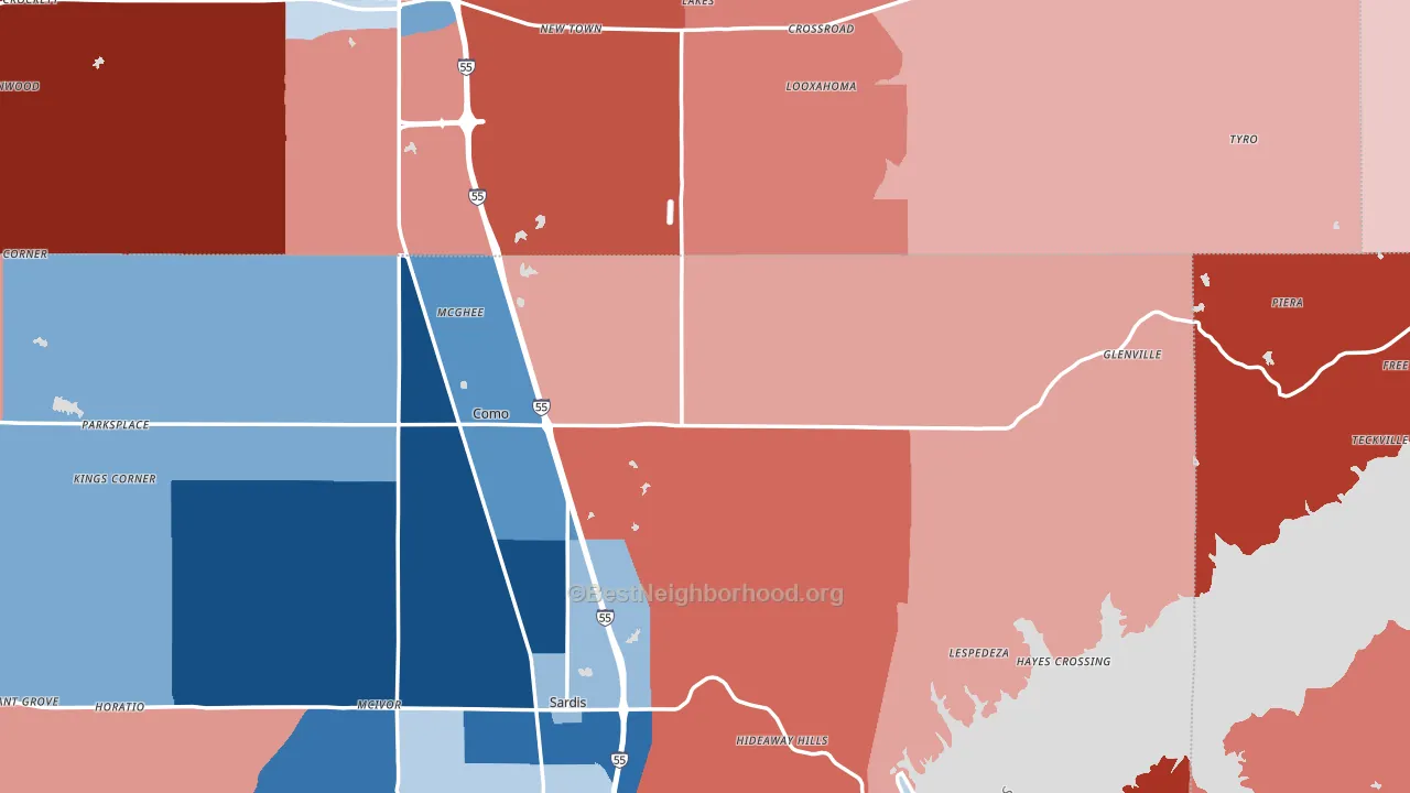 38619, MS block-group political-lean map