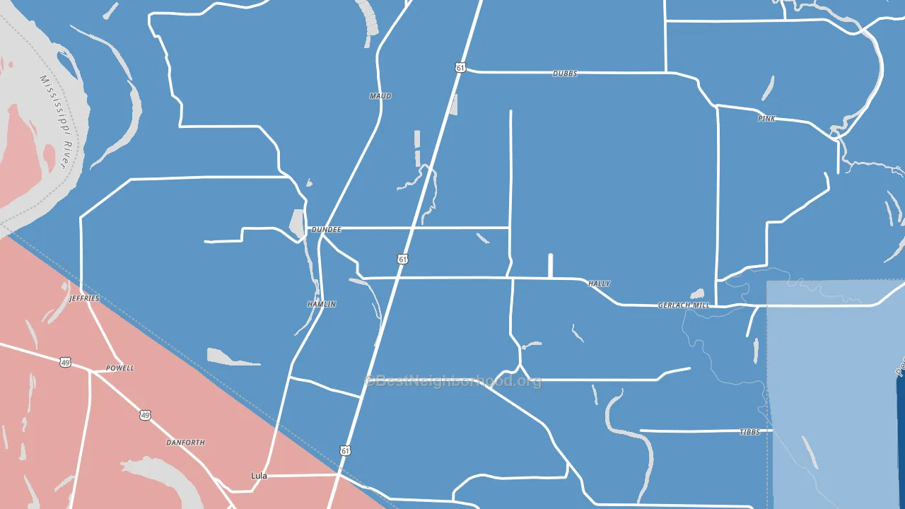 38626, MS block-group political-lean map