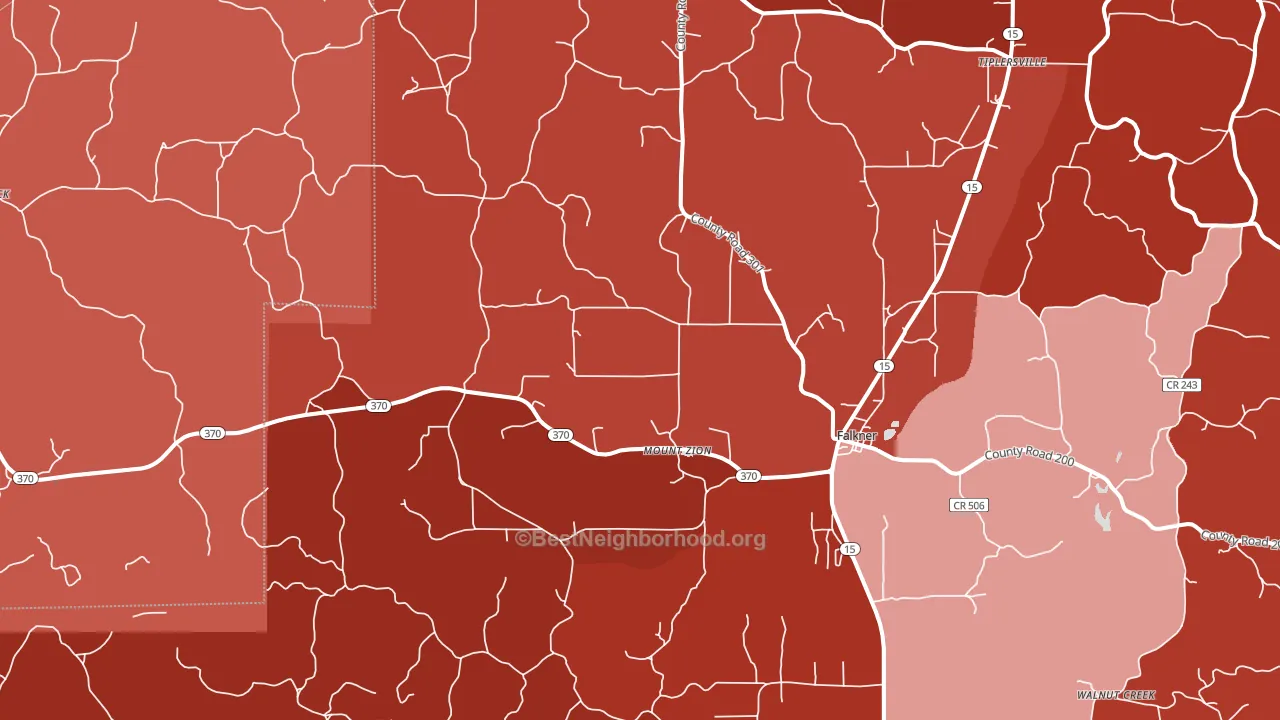 38629, MS block-group political-lean map