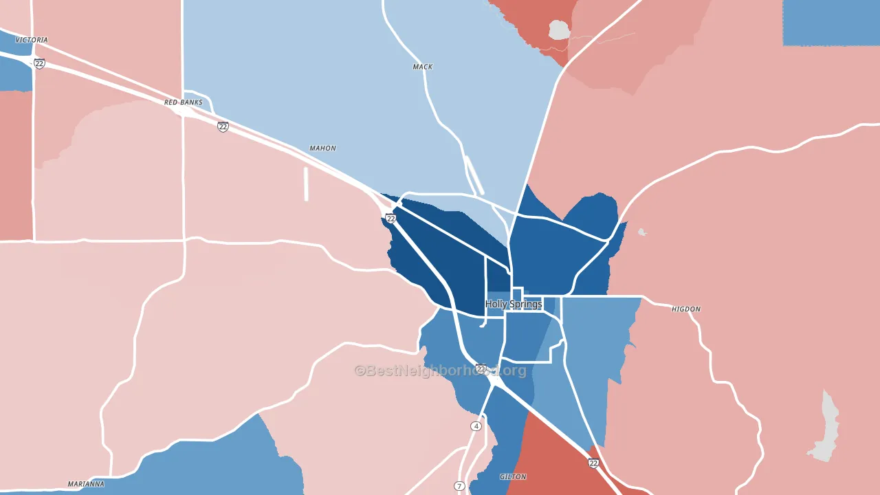 38635, MS block-group political-lean map