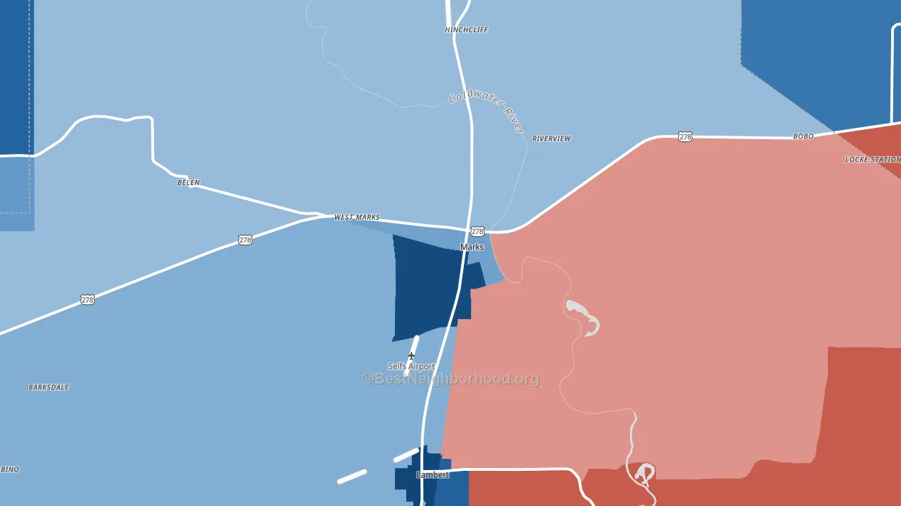 38646, MS block-group political-lean map