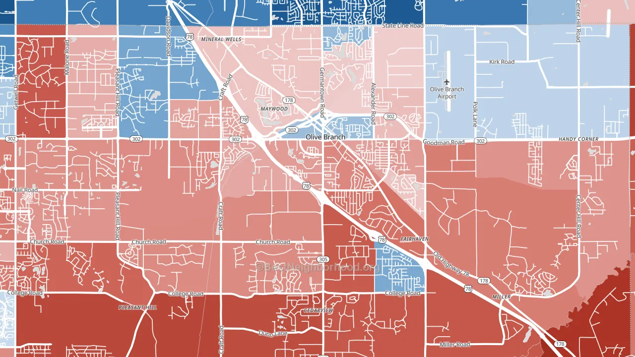38654, MS block-group political-lean map