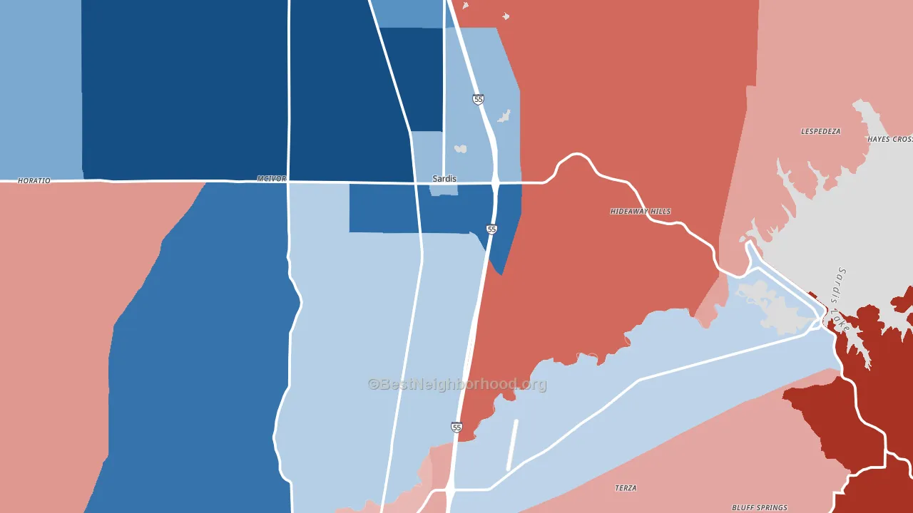 38666, MS block-group political-lean map