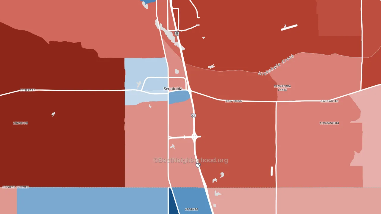 38668, MS block-group political-lean map