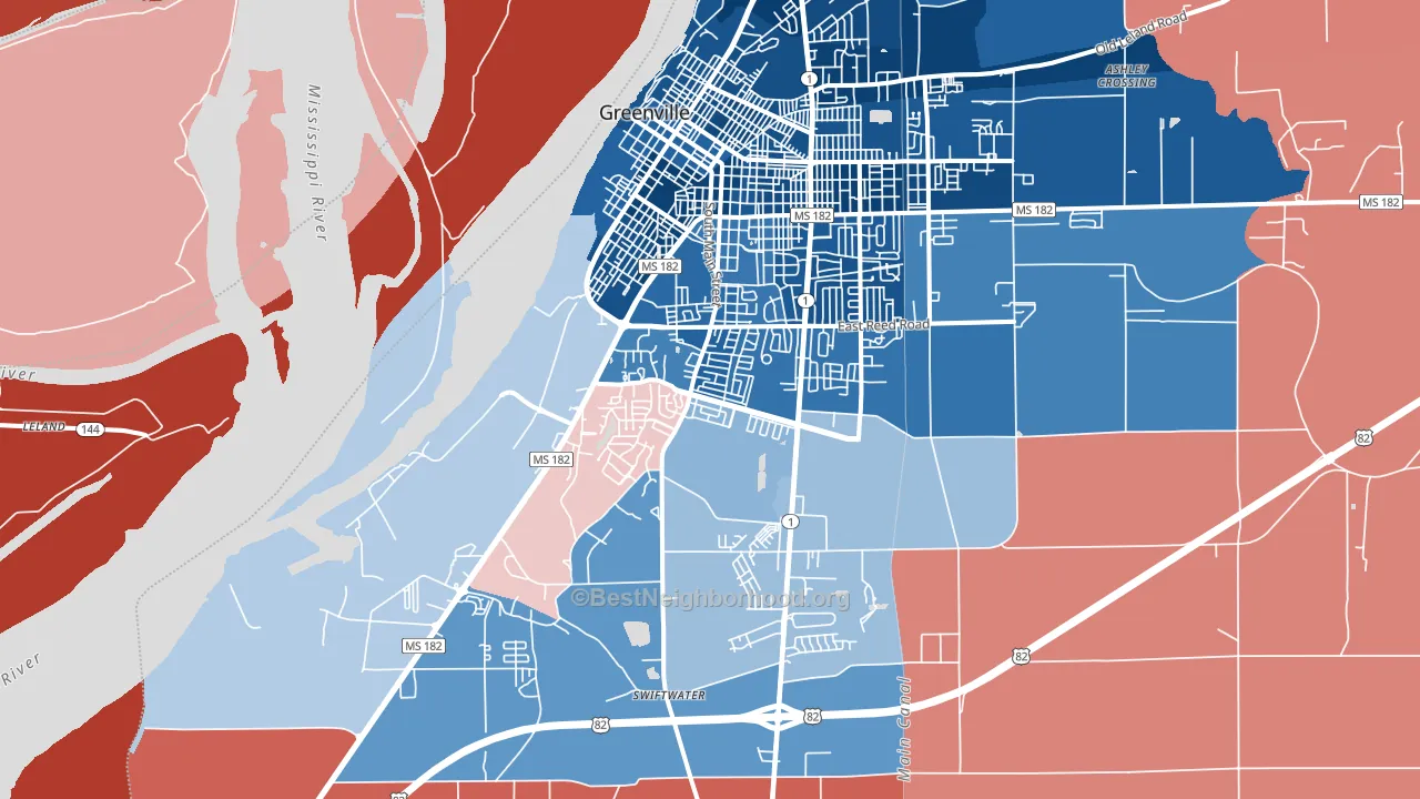 38701, MS block-group political-lean map