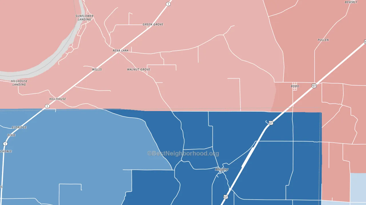 38720, MS block-group political-lean map