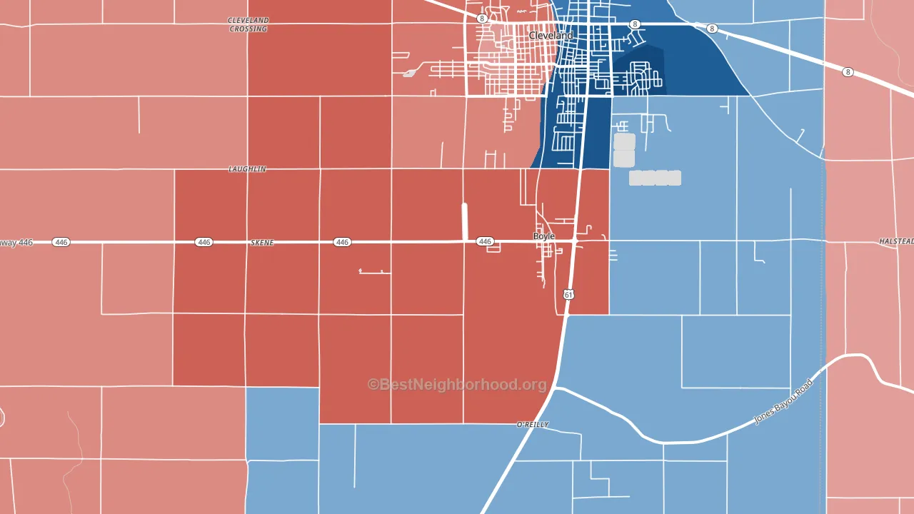 38730, MS block-group political-lean map