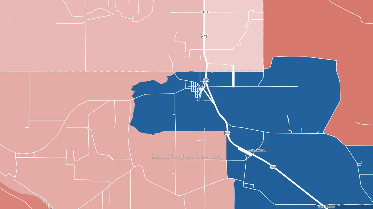 38754, MS block-group political-lean map
