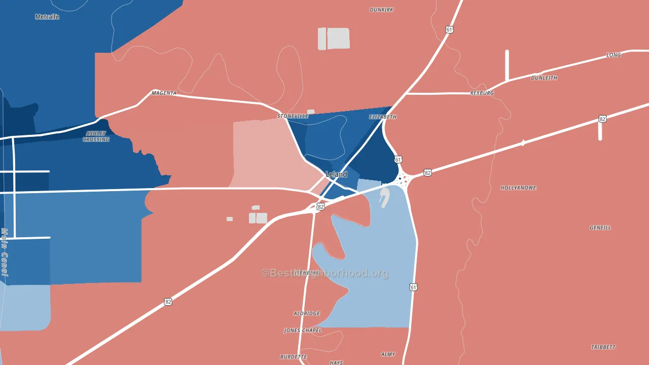 38756, MS block-group political-lean map