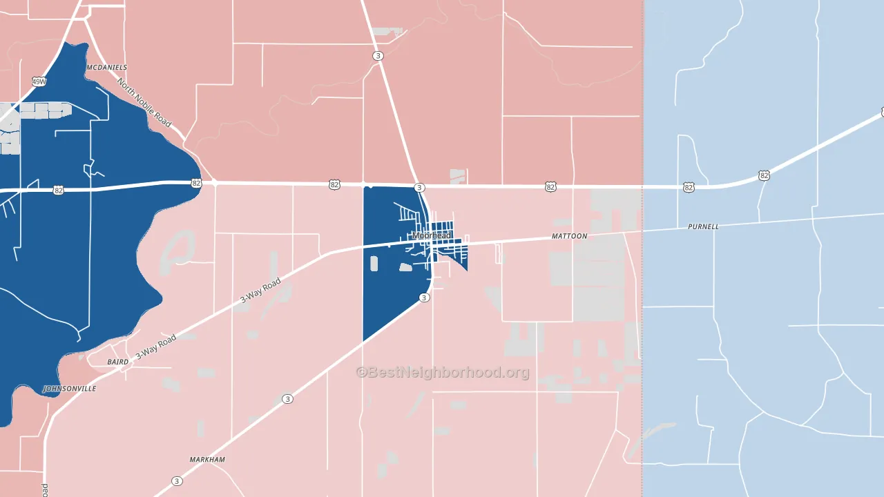 38761, MS block-group political-lean map