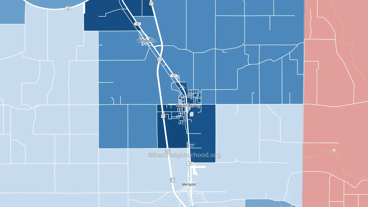 38762, MS block-group political-lean map