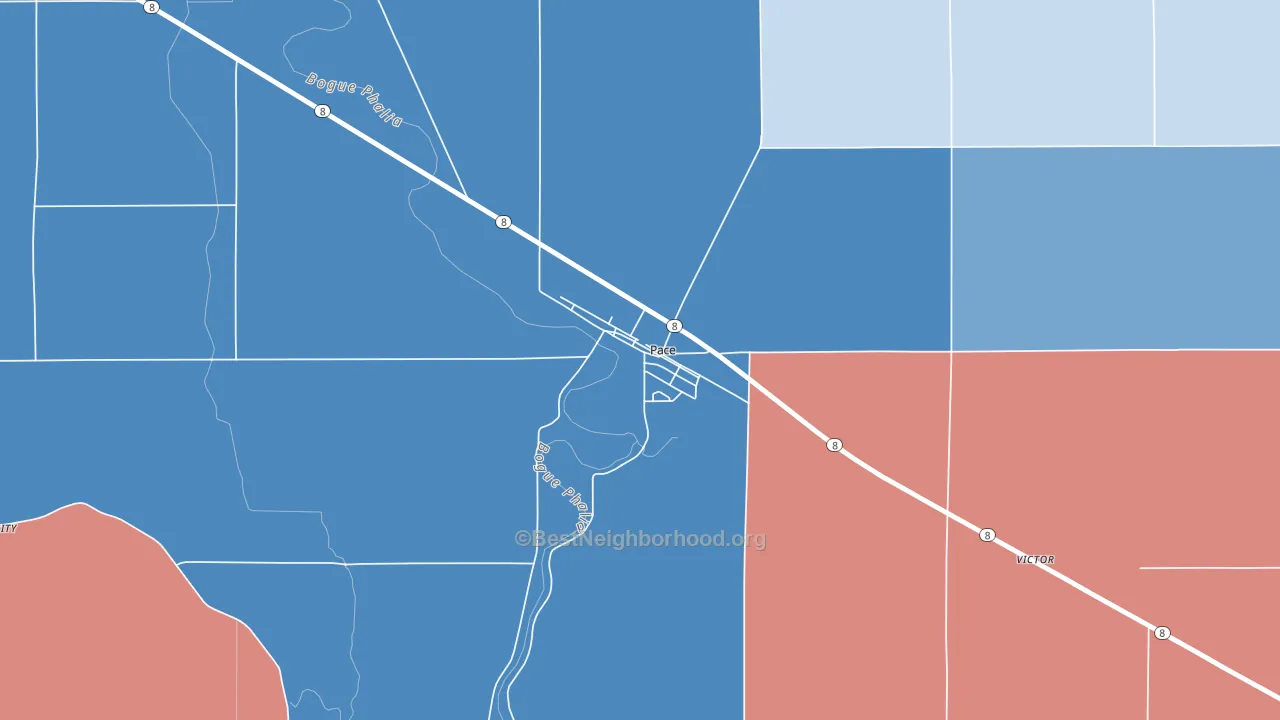 38764, MS block-group political-lean map