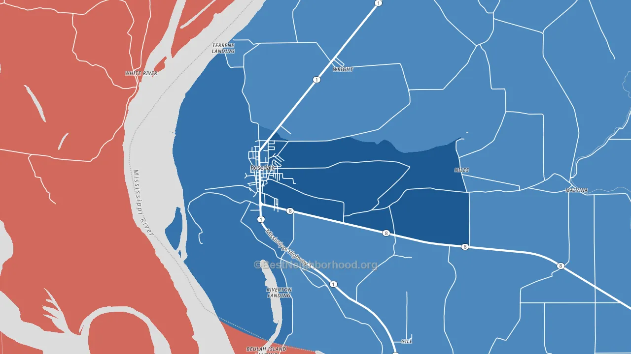 38769, MS block-group political-lean map