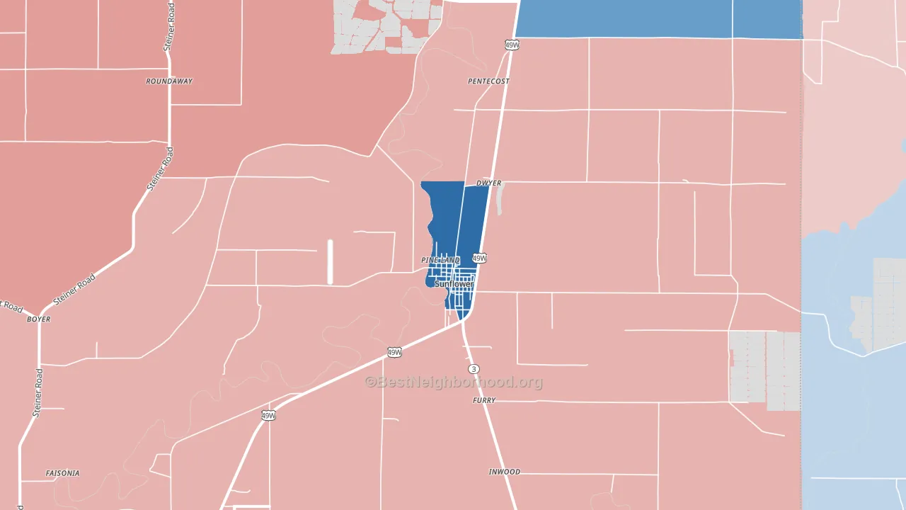 38778, MS block-group political-lean map