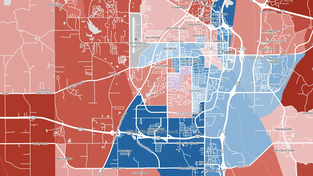 38801, MS block-group political-lean map