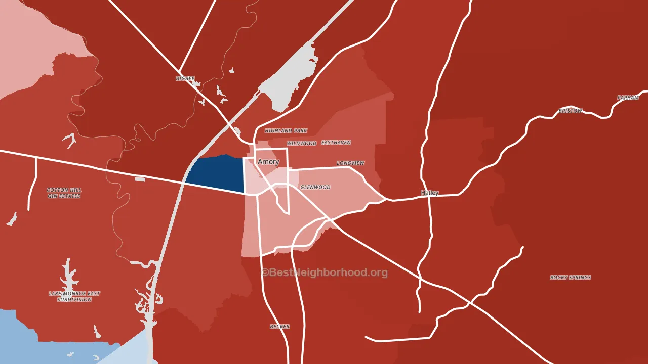 38821, MS block-group political-lean map