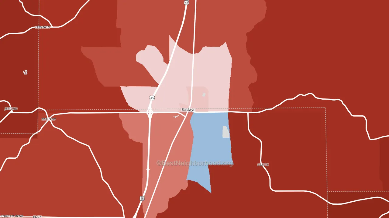 38824, MS block-group political-lean map