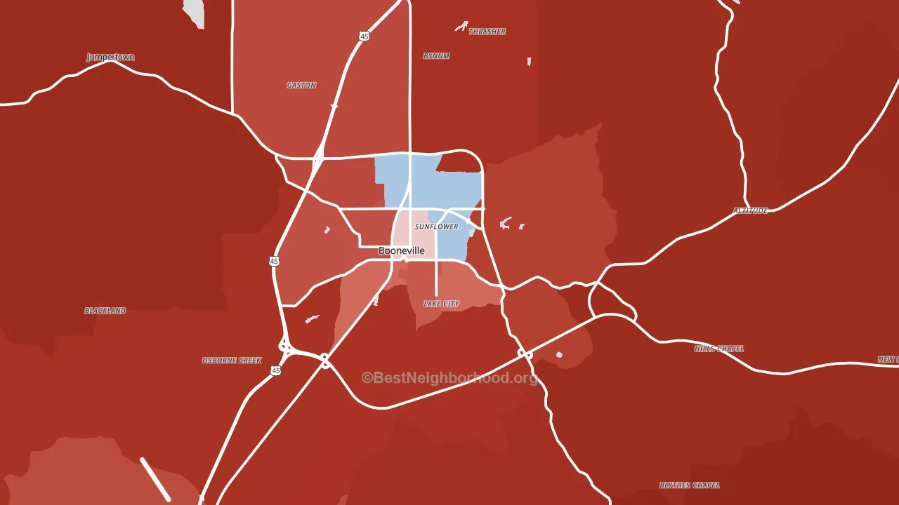 38829, MS block-group political-lean map