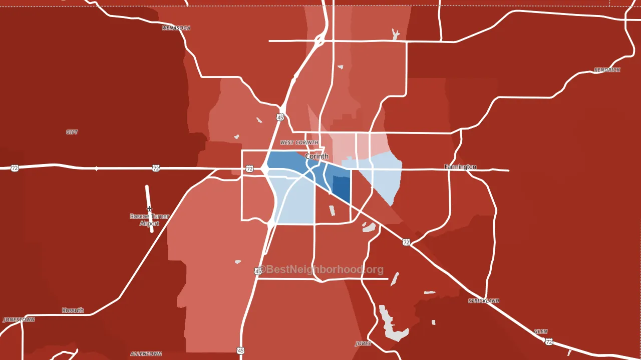 38834, MS block-group political-lean map
