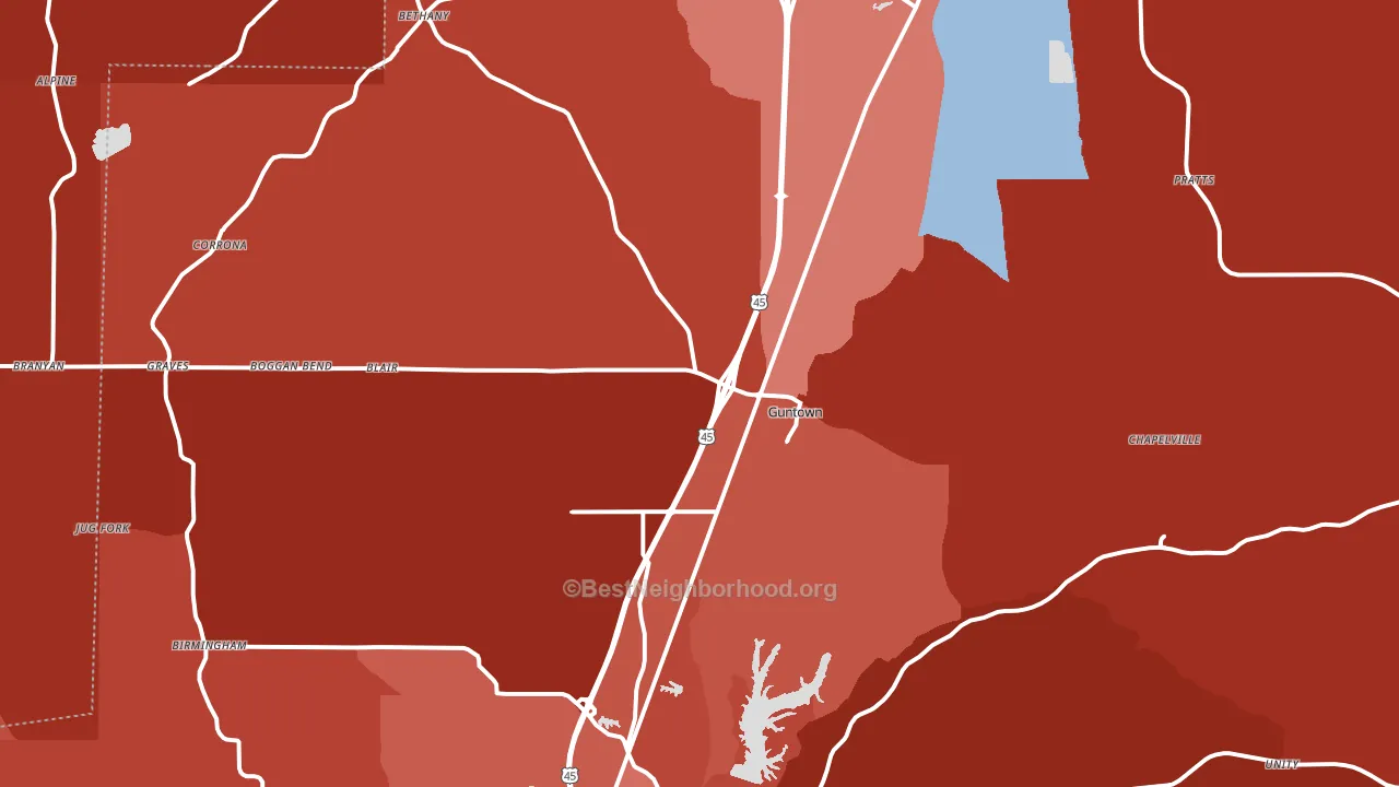 38849, MS block-group political-lean map