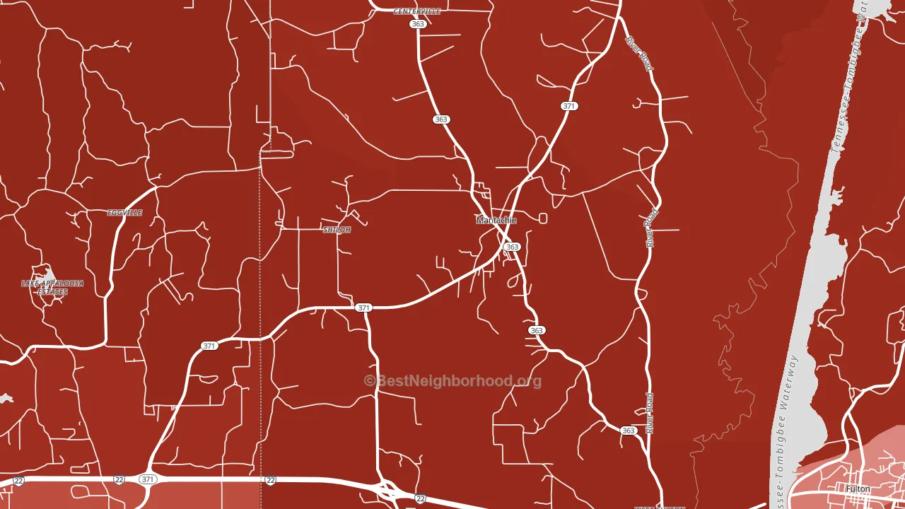 38855, MS block-group political-lean map