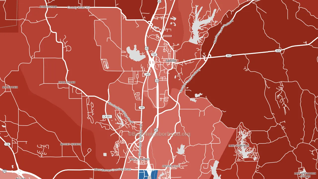 38866, MS block-group political-lean map