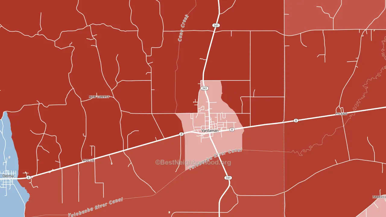 38878, MS block-group political-lean map