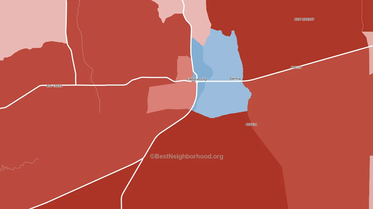 38916, MS block-group political-lean map