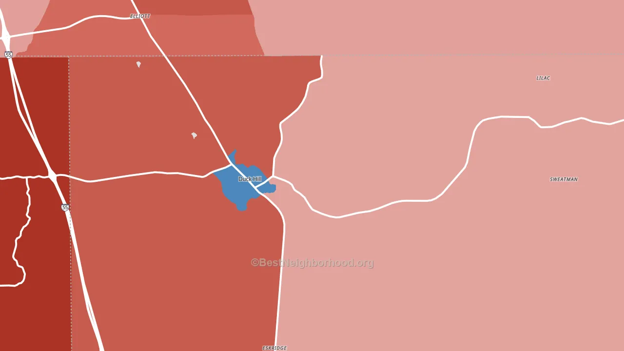 38925, MS block-group political-lean map