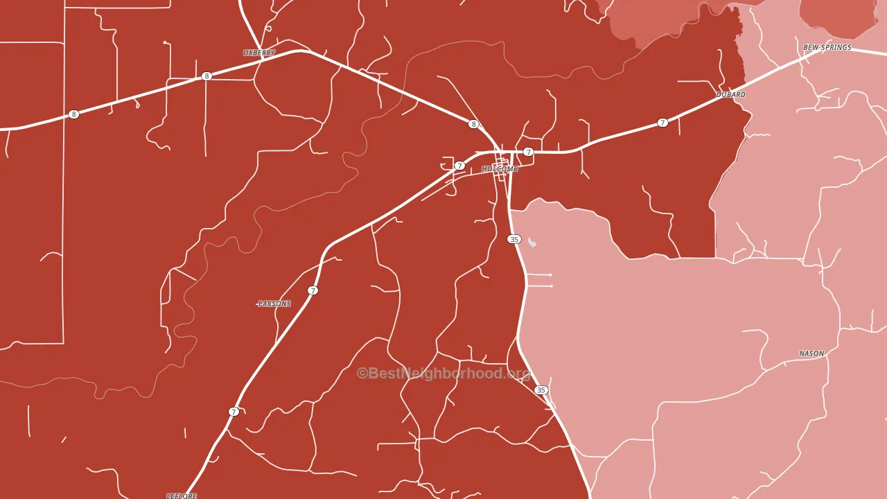 38940, MS block-group political-lean map