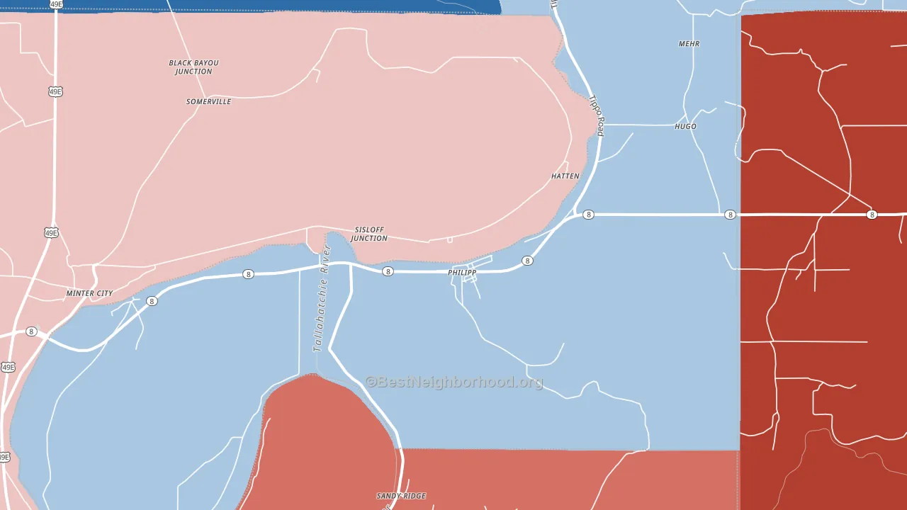 38950, MS block-group political-lean map