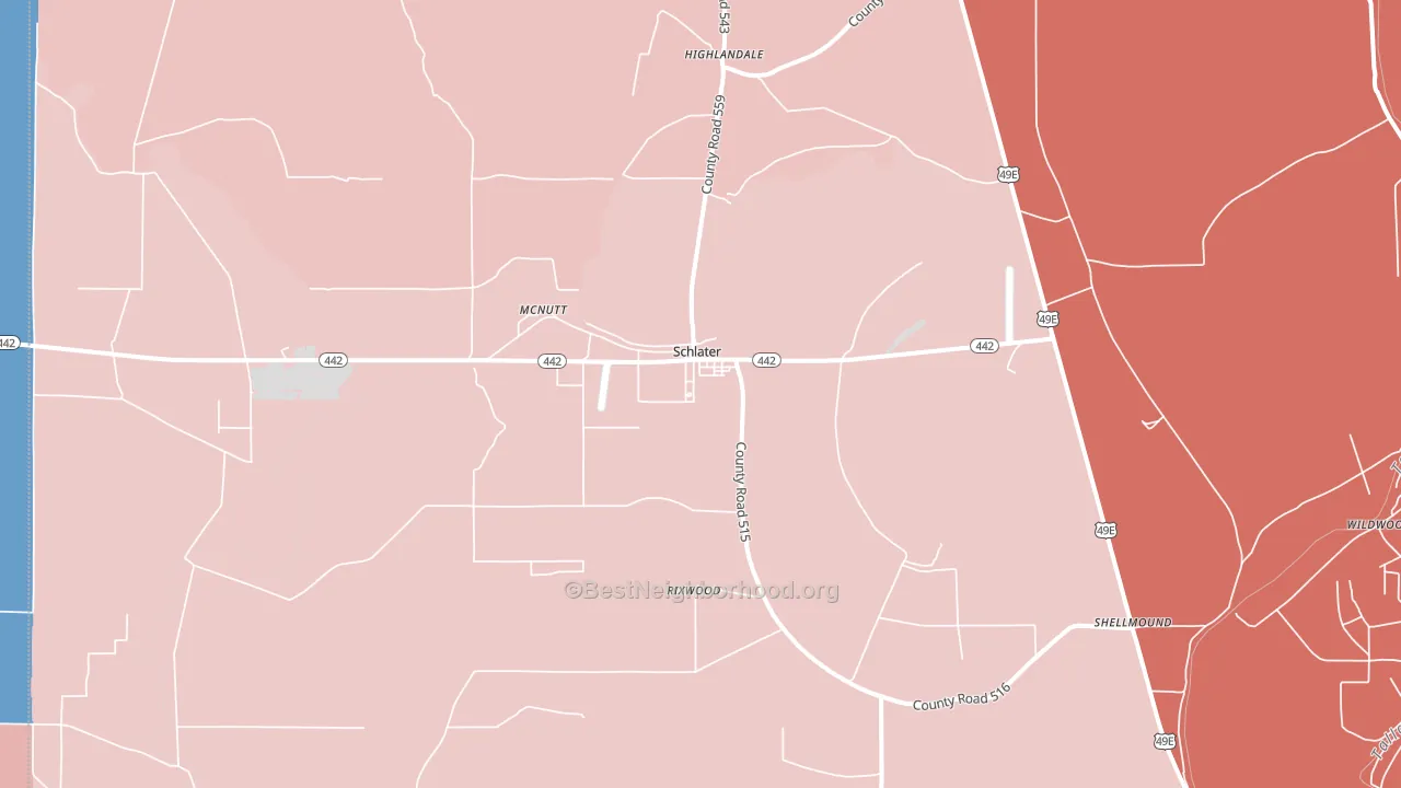 38952, MS block-group political-lean map