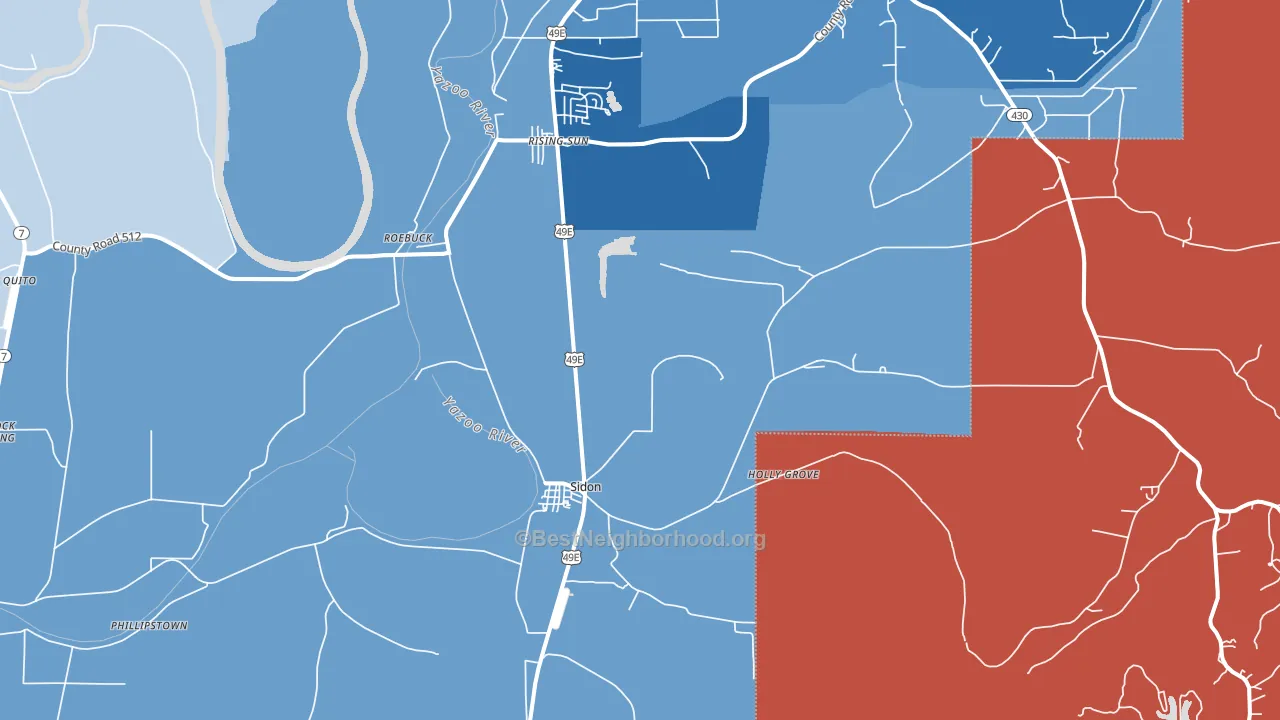 38954, MS block-group political-lean map