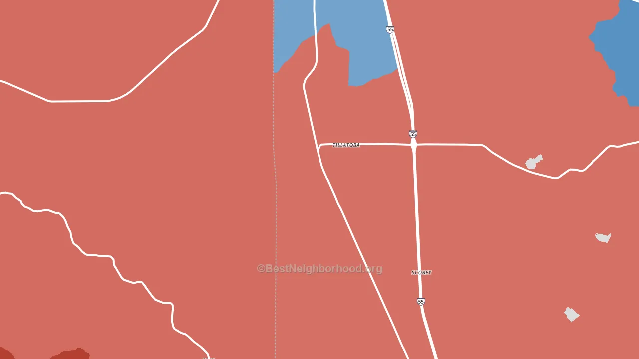38961, MS block-group political-lean map