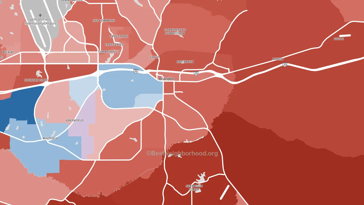 39042, MS block-group political-lean map