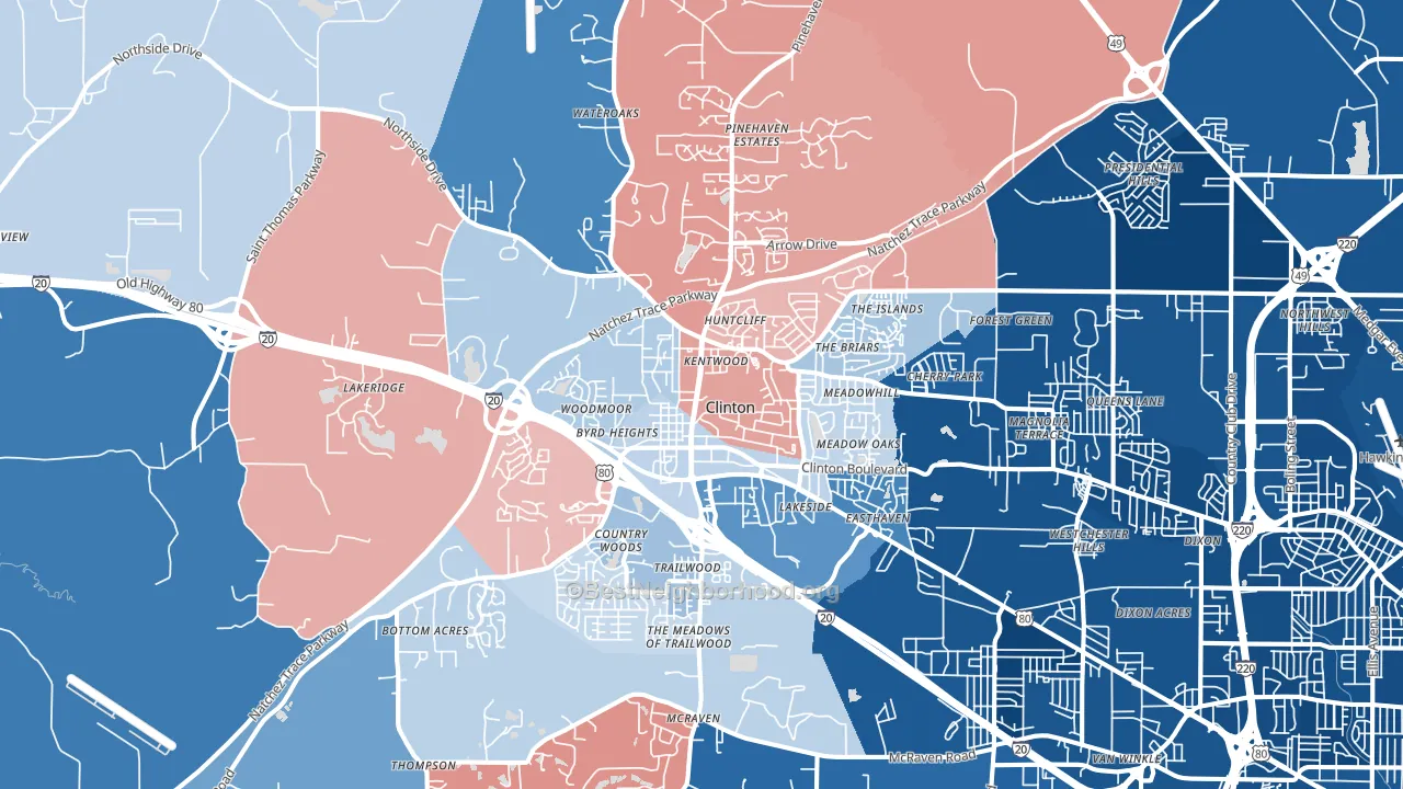 39056, MS block-group political-lean map