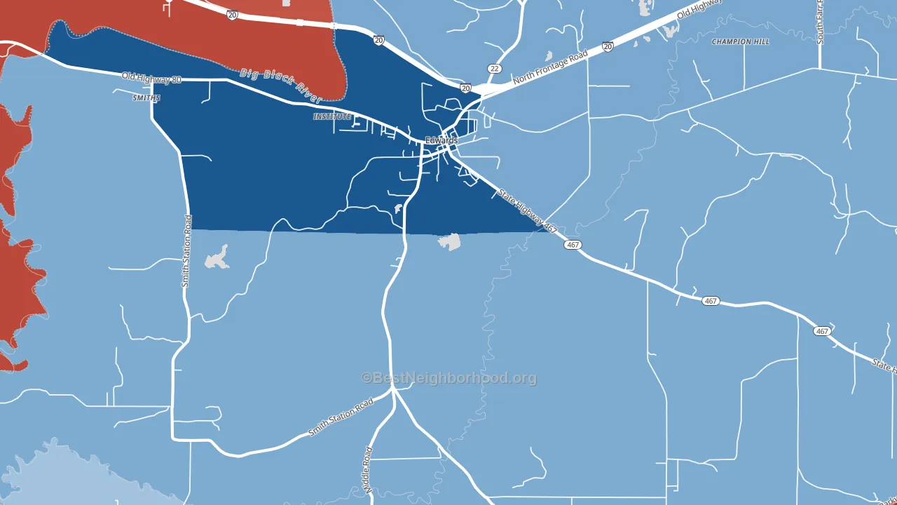 39066, MS block-group political-lean map