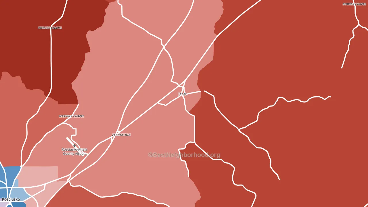39067, MS block-group political-lean map