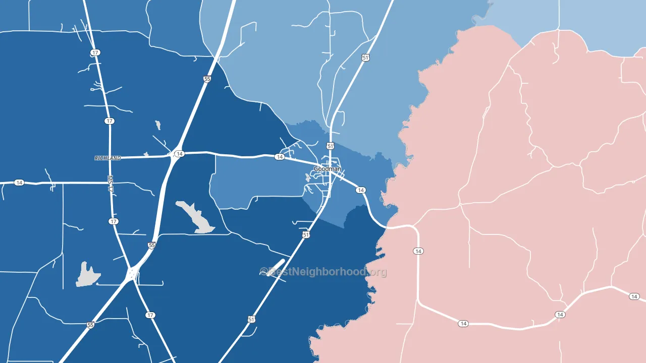 39079, MS block-group political-lean map
