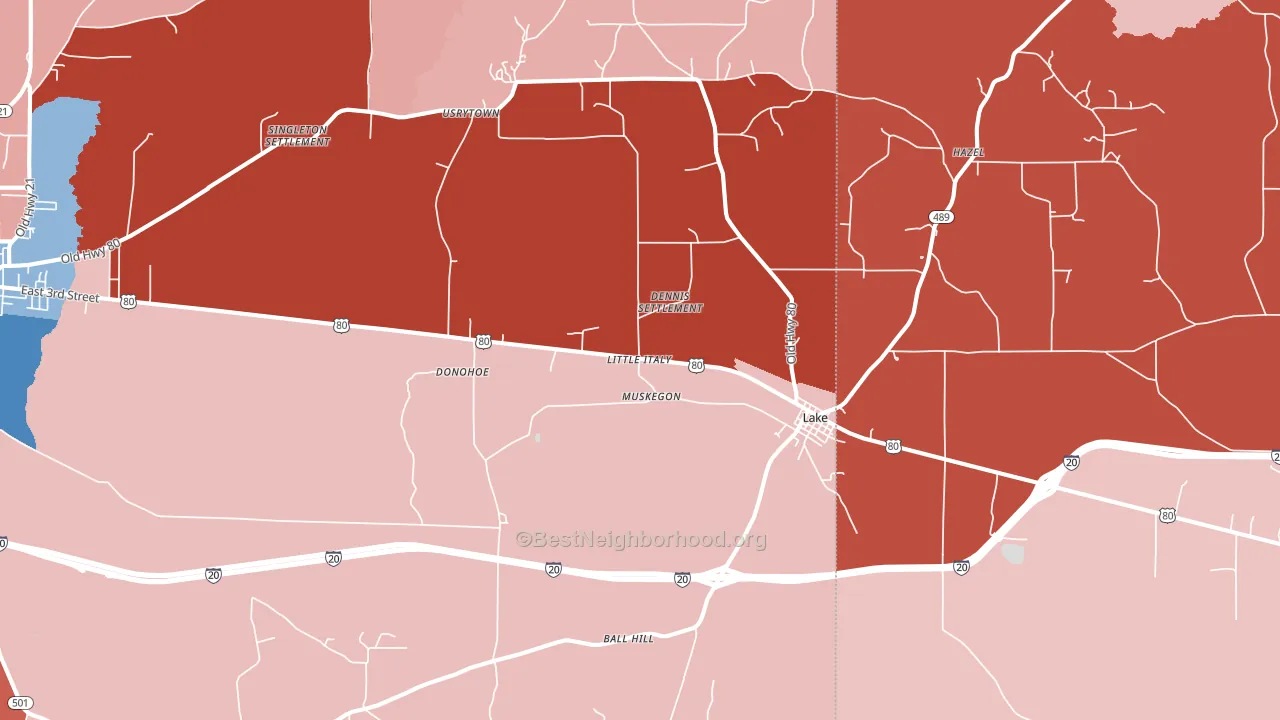 39092, MS block-group political-lean map
