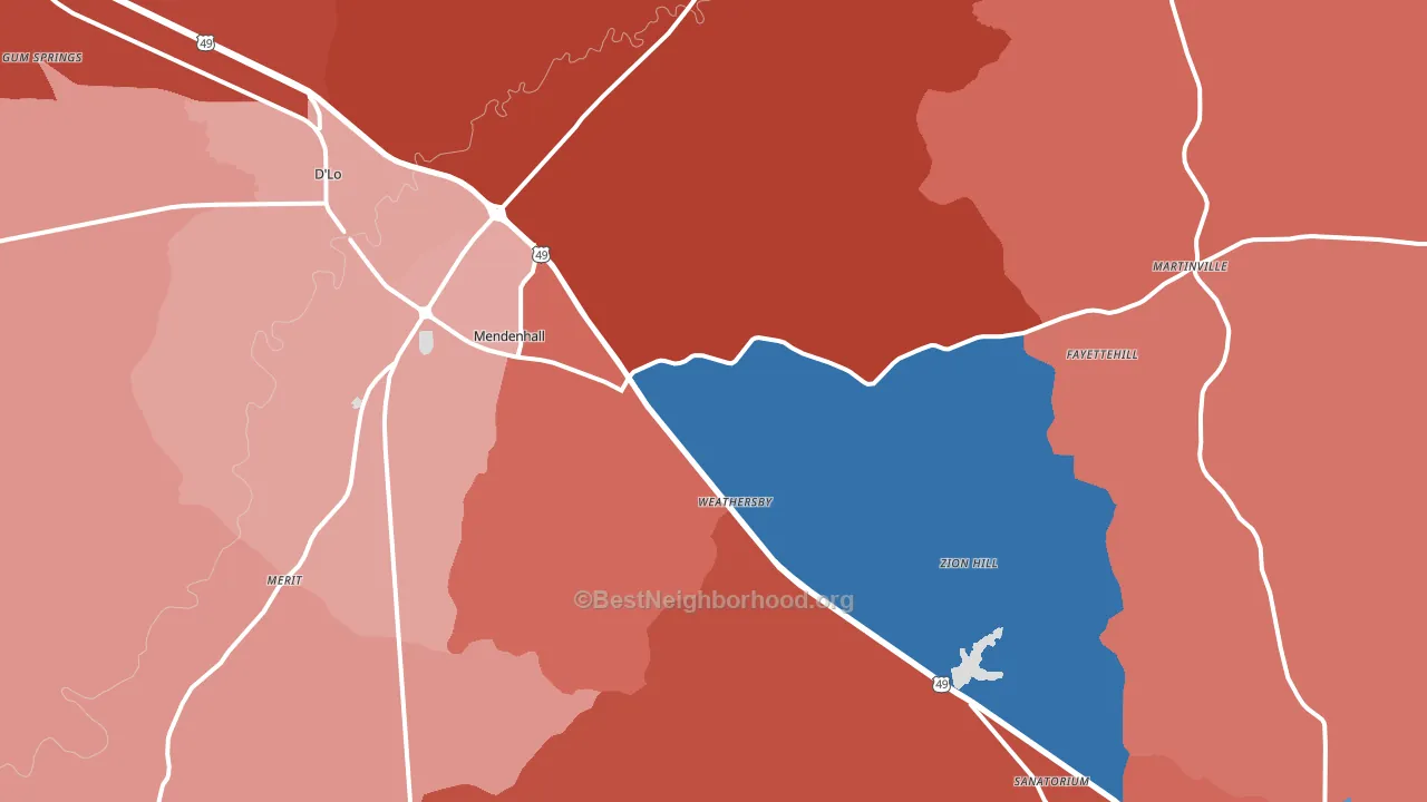 39114, MS block-group political-lean map