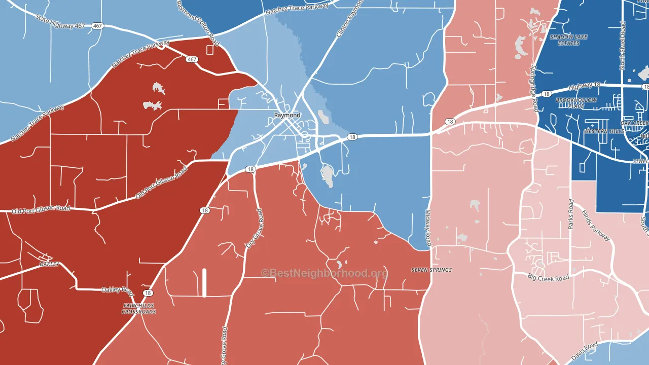 39154, MS block-group political-lean map