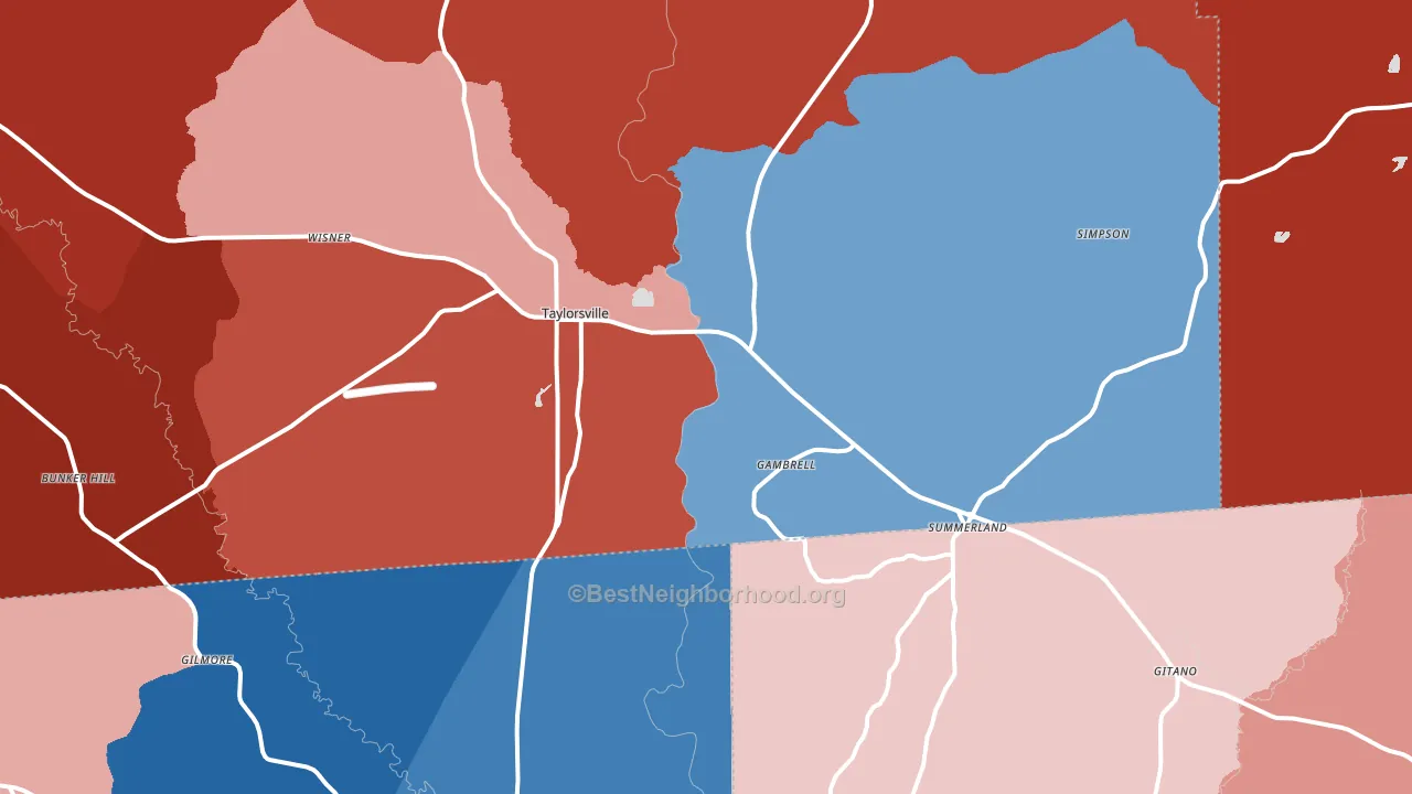 39168, MS block-group political-lean map